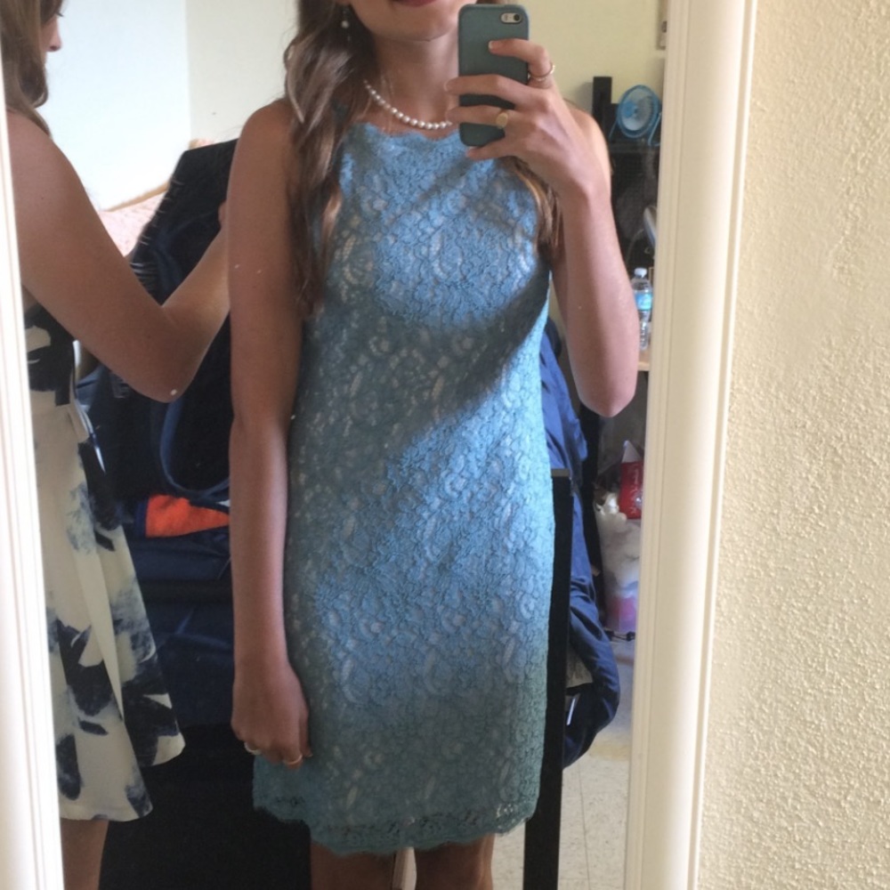 Adrianna Papell Grey Teal Dress